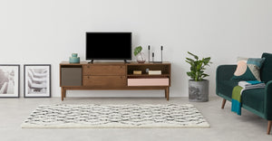 Campton Mueble Multimedia color Roble Oscuro Y Gris para TV