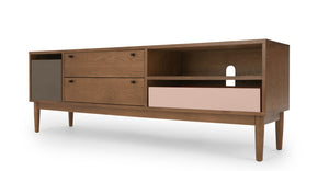 Campton Mueble Multimedia color Roble Oscuro Y Gris para TV