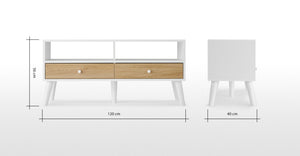 Larsen Mueble Multimedia color Roble y Blanco ideal para TV