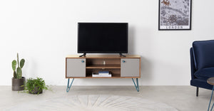 Dotty Mueble Multimedia ancho color Roble Oscuro Y Gris